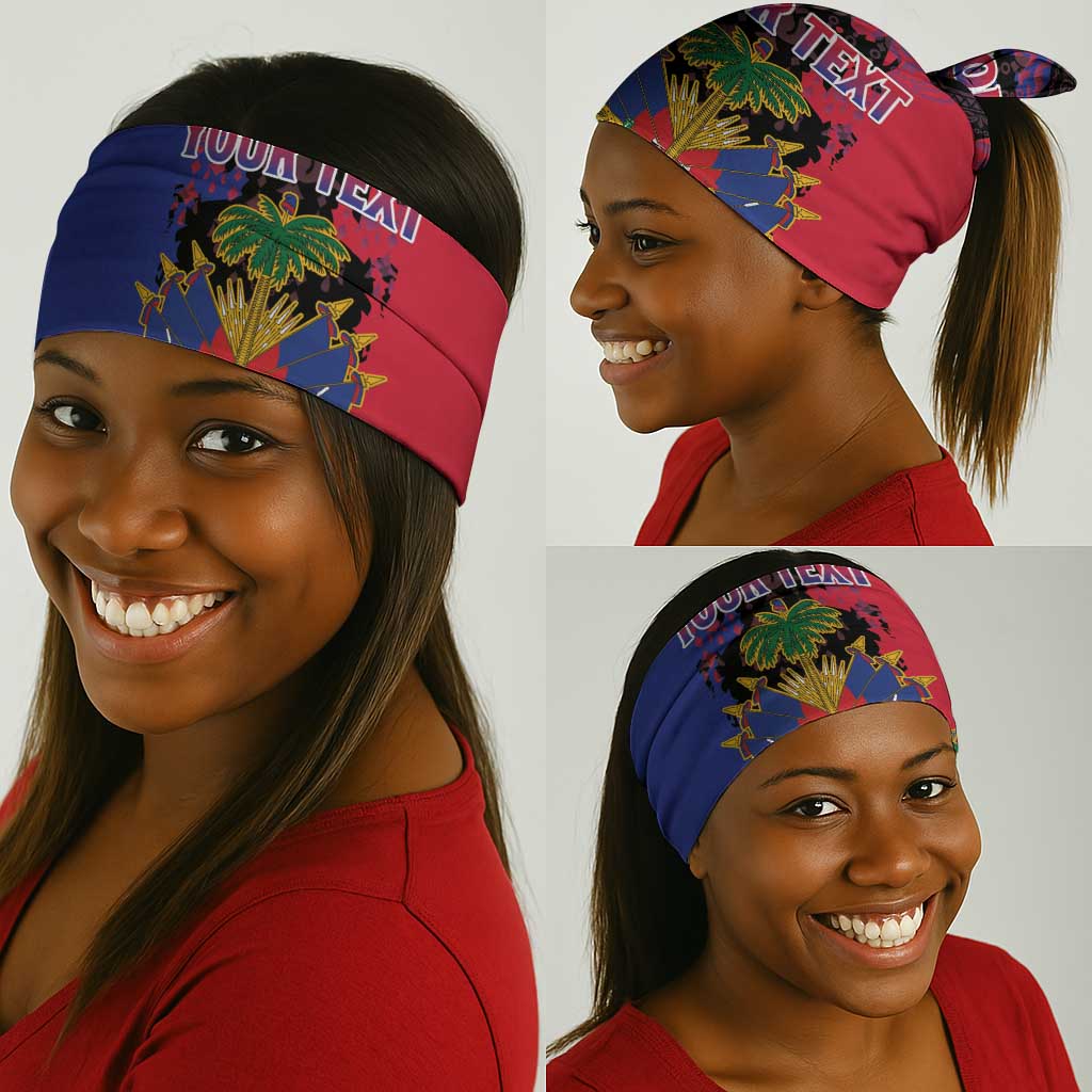 Personalised Haitian Heritage Month Neck Gaiter Coat Of Arms Dashiki Pattern LT15