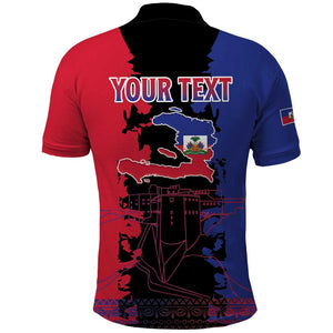 Personalised Haitian Heritage Month Polo Shirt Coat Of Arms With Dashiki Pattern