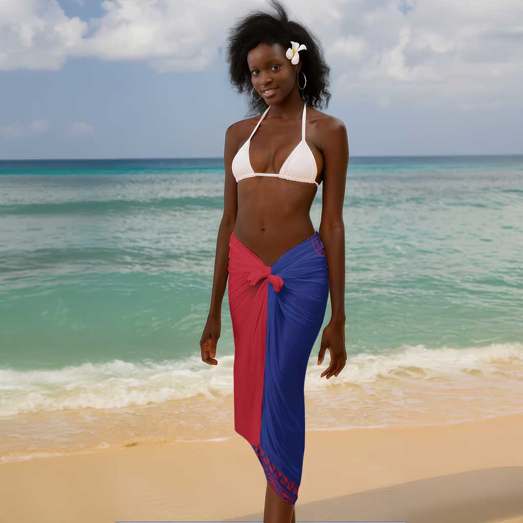 Personalised Haitian Heritage Month Sarong Coat Of Arms With Dashiki Pattern