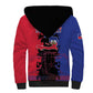 Personalised Haitian Heritage Month Sherpa Hoodie Coat Of Arms With Dashiki Pattern