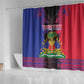 Personalised Haitian Heritage Month Shower Curtain Coat Of Arms With Dashiki Pattern