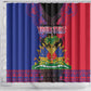Personalised Haitian Heritage Month Shower Curtain Coat Of Arms With Dashiki Pattern