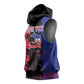 Personalised Haitian Heritage Month Sleeveless Hoodie Coat Of Arms With Dashiki Pattern - African Pride