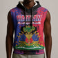Personalised Haitian Heritage Month Sleeveless Hoodie Coat Of Arms With Dashiki Pattern - African Pride