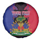 Personalised Haitian Heritage Month Spare Tire Cover Coat Of Arms With Dashiki Pattern