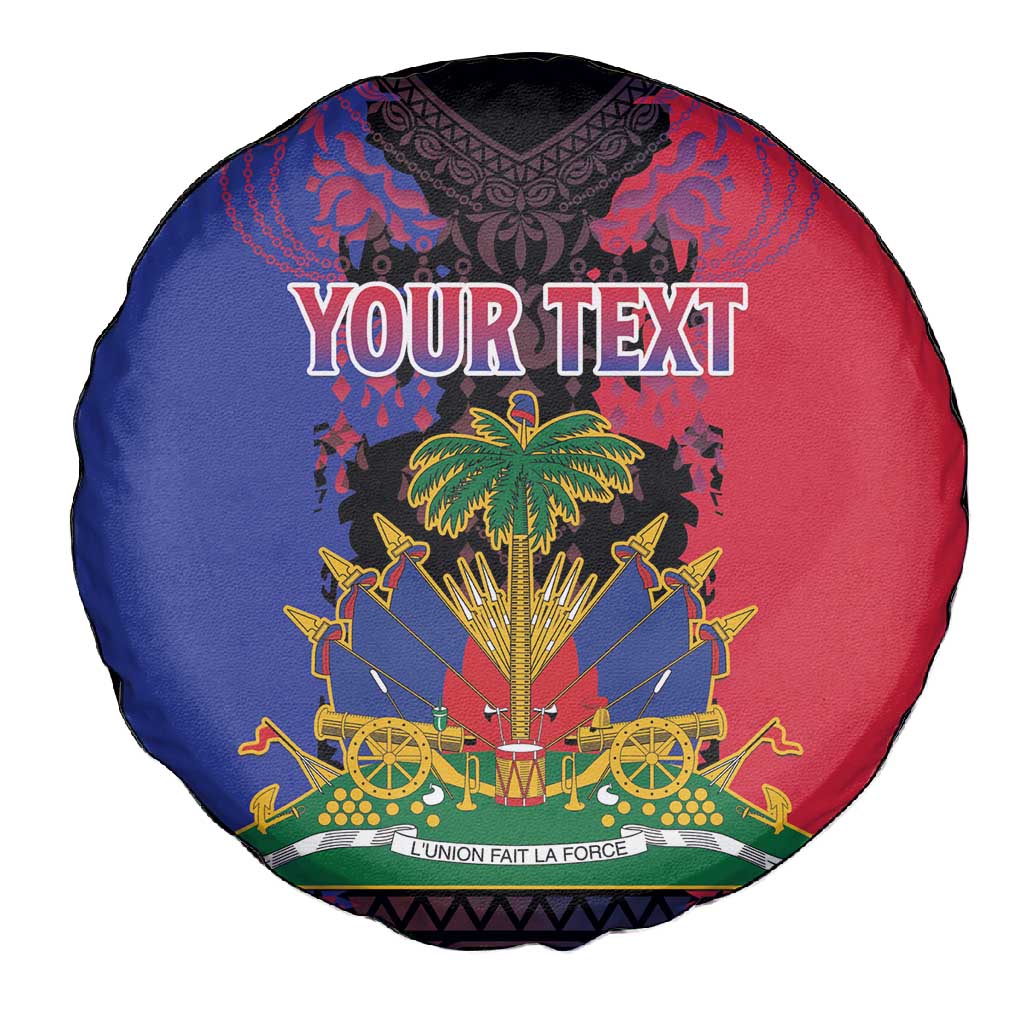 Personalised Haitian Heritage Month Spare Tire Cover Coat Of Arms With Dashiki Pattern