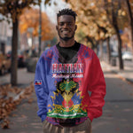 Personalised Haitian Heritage Month Sweatshirt Coat Of Arms With Dashiki Pattern