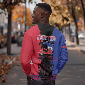 Personalised Haitian Heritage Month Sweatshirt Coat Of Arms With Dashiki Pattern