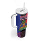 Personalised Haitian Heritage Month Tumbler With Handle Coat Of Arms With Dashiki Pattern
