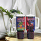 Personalised Haitian Heritage Month Tumbler With Handle Coat Of Arms With Dashiki Pattern