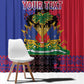 Personalised Haitian Heritage Month Window Curtain Coat Of Arms With Dashiki Pattern