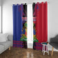 Personalised Haitian Heritage Month Window Curtain Coat Of Arms With Dashiki Pattern