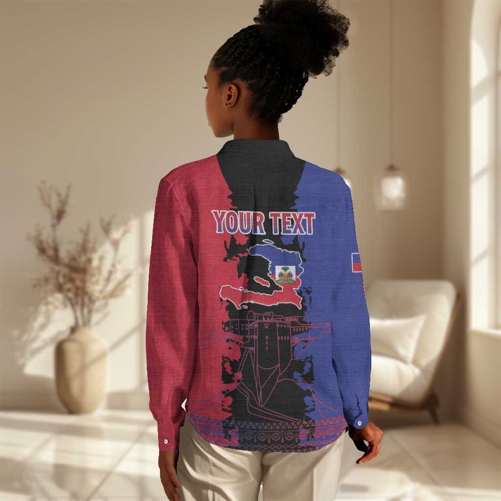 Personalised Haitian Heritage Month Women Casual Shirt Coat Of Arms With Dashiki Pattern