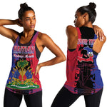 Personalised Haitian Heritage Month Women Racerback Tank Coat Of Arms With Dashiki Pattern
