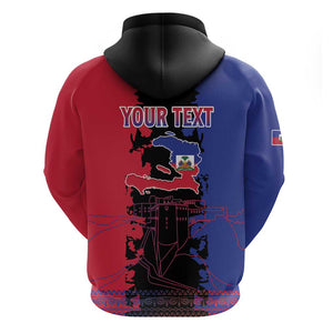 Personalised Haitian Heritage Month Zip Hoodie Coat Of Arms With Dashiki Pattern