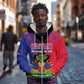 Personalised Haitian Heritage Month Zip Hoodie Coat Of Arms With Dashiki Pattern