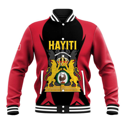Personalised First Empire Of Haiti Baseball Jacket Coat Of Arms Sporty Style