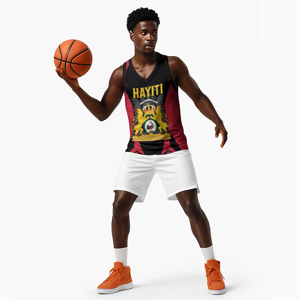 Personalised First Empire Of Haiti Basketball Jersey Coat Of Arms Sporty Style - African Pride
