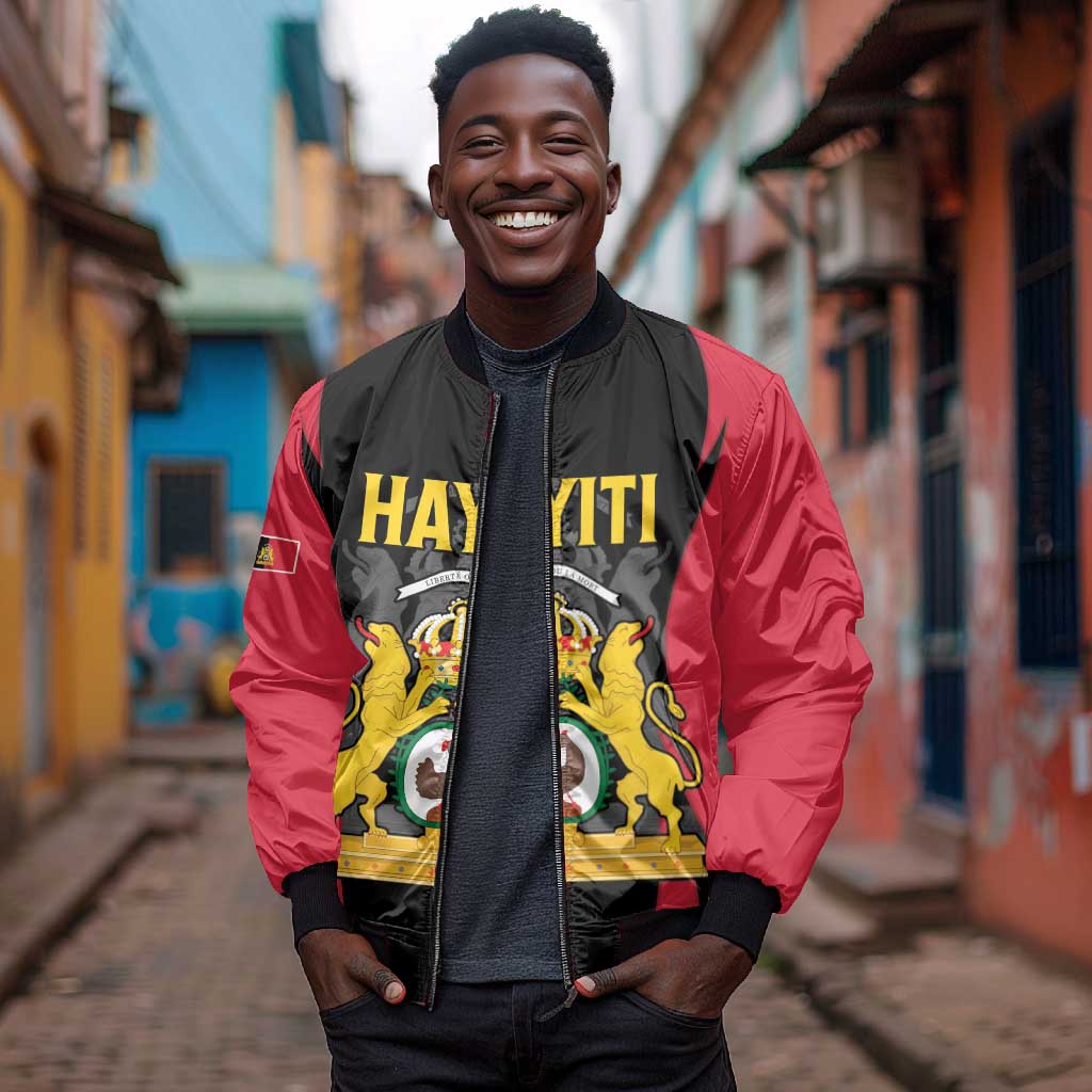 Personalised First Empire Of Haiti Bomber Jacket Coat Of Arms Sporty Style