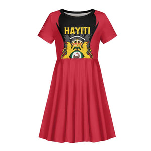 Personalised First Empire Of Haiti Kid Short Sleeve Dress Coat Of Arms Sporty Style