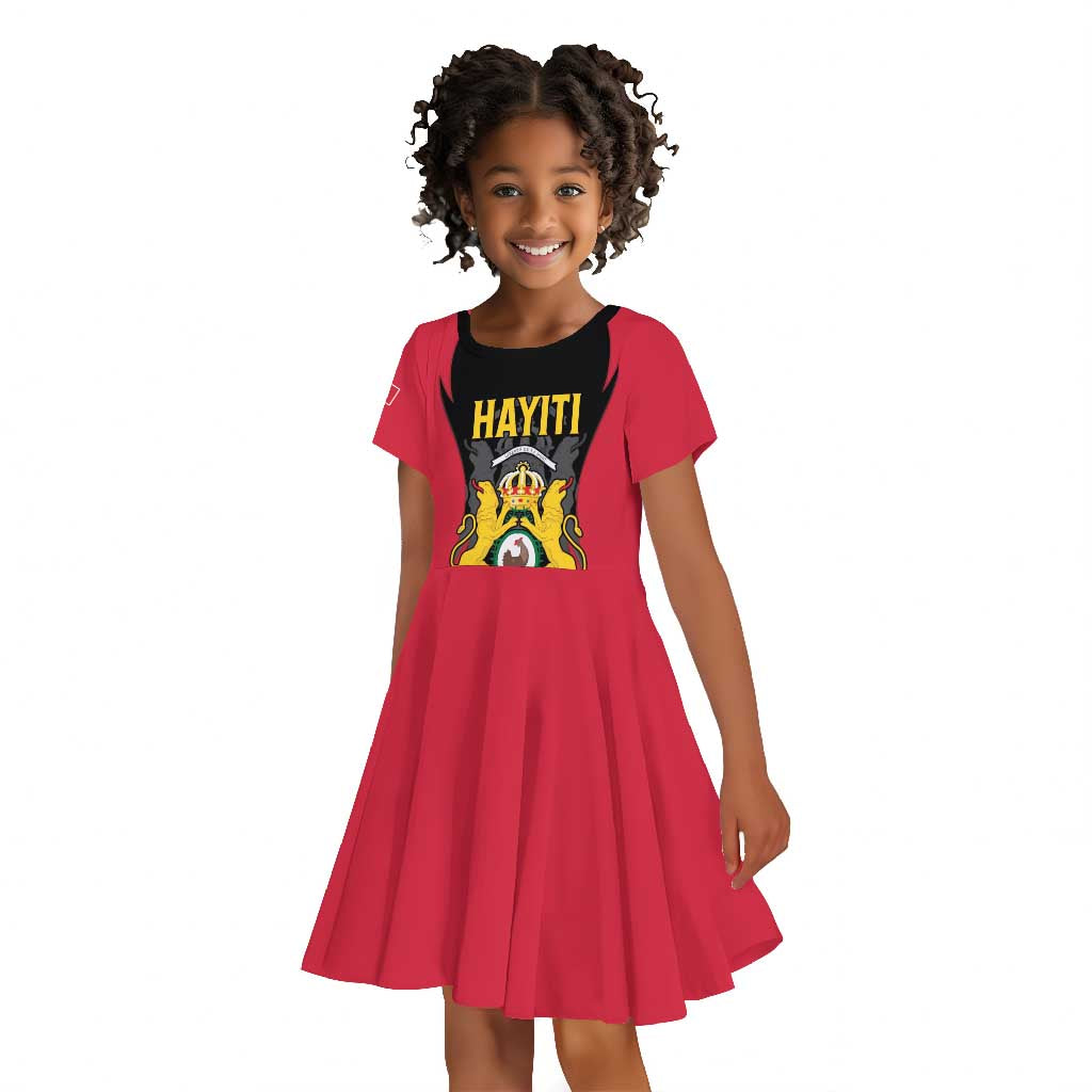 Personalised First Empire Of Haiti Kid Short Sleeve Dress Coat Of Arms Sporty Style