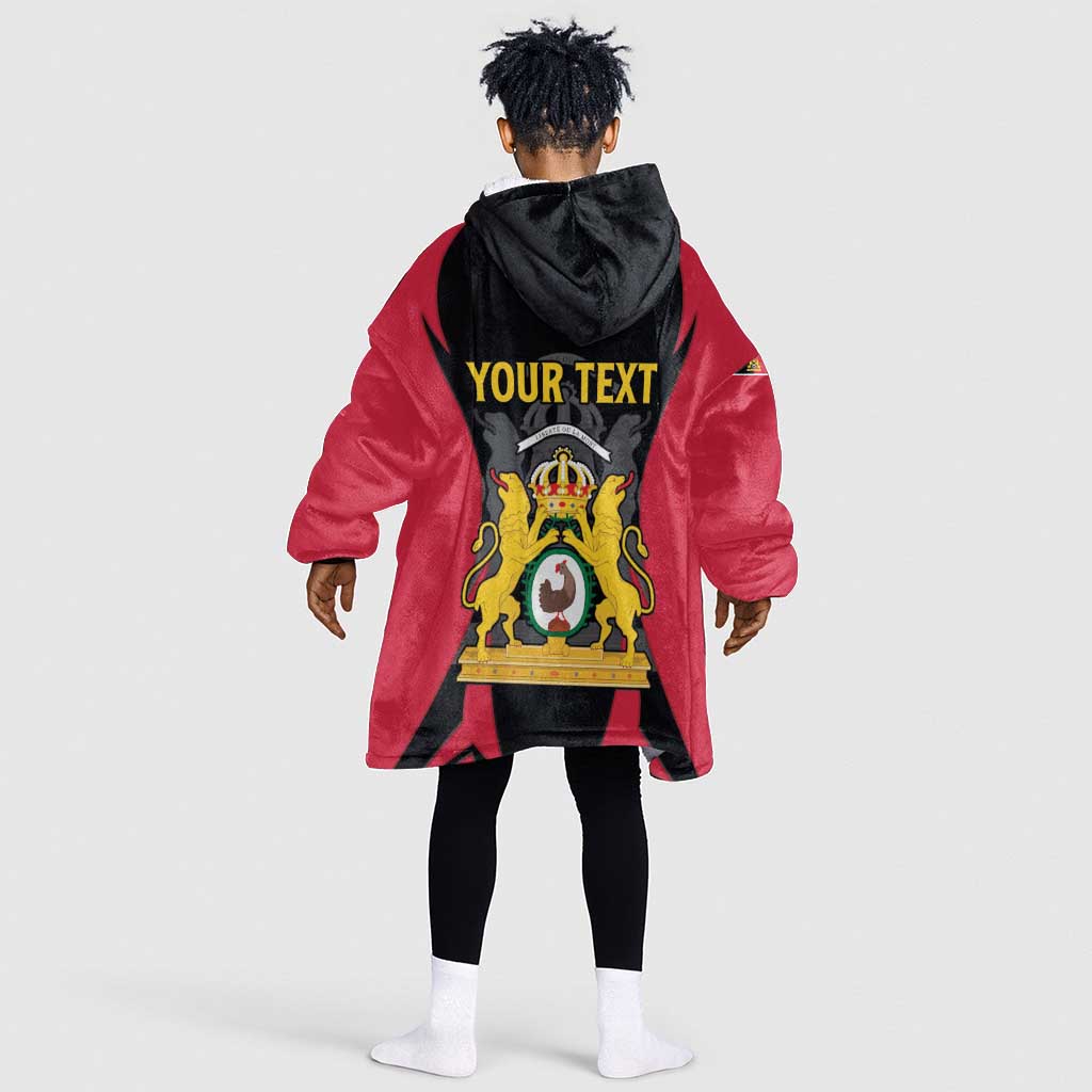 Personalised First Empire Of Haiti Kid Wearable Blanket Hoodie Coat Of Arms Sporty Style