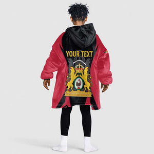 Personalised First Empire Of Haiti Kid Wearable Blanket Hoodie Coat Of Arms Sporty Style