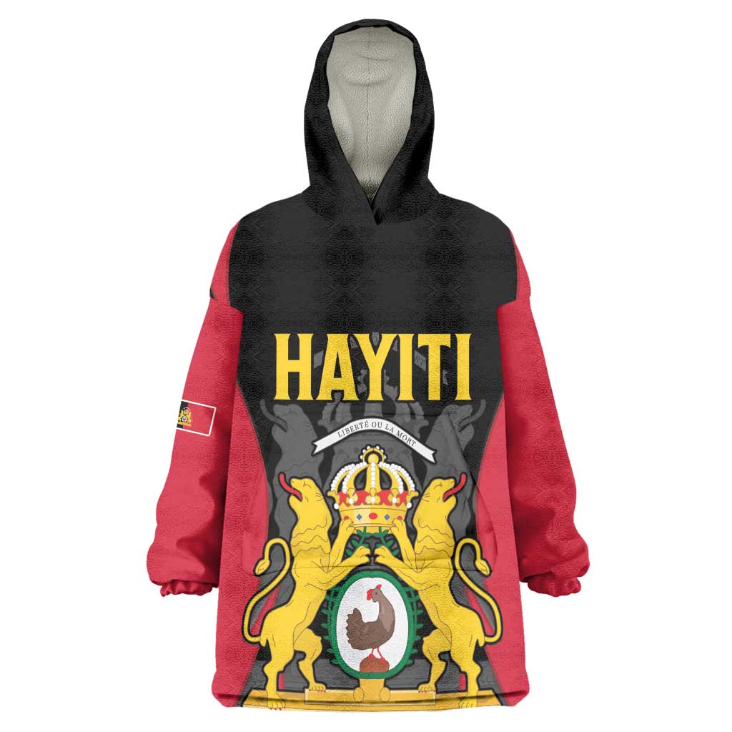 Personalised First Empire Of Haiti Kid Wearable Blanket Hoodie Coat Of Arms Sporty Style