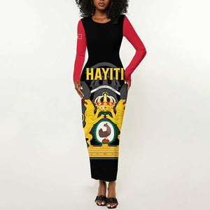 Personalised First Empire Of Haiti Long Sleeve Bodycon Dress Coat Of Arms Sporty Style LT15