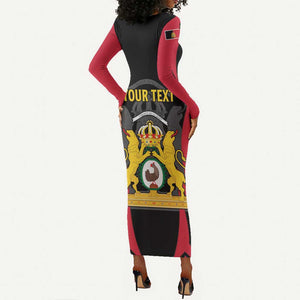 Personalised First Empire Of Haiti Long Sleeve Bodycon Dress Coat Of Arms Sporty Style LT15