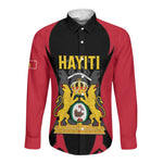 Personalised First Empire Of Haiti Long Sleeve Button Shirt Coat Of Arms Sporty Style