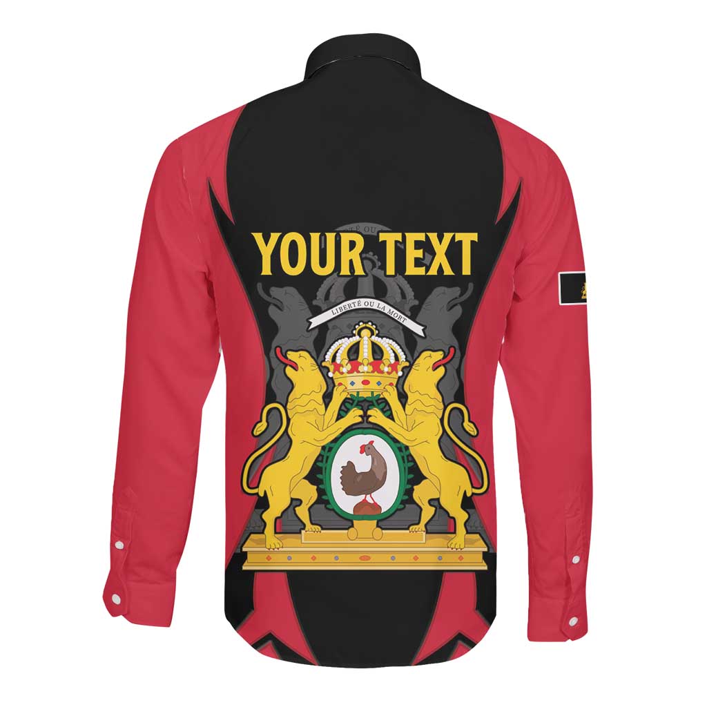 Personalised First Empire Of Haiti Long Sleeve Button Shirt Coat Of Arms Sporty Style