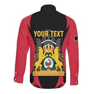 Personalised First Empire Of Haiti Long Sleeve Button Shirt Coat Of Arms Sporty Style