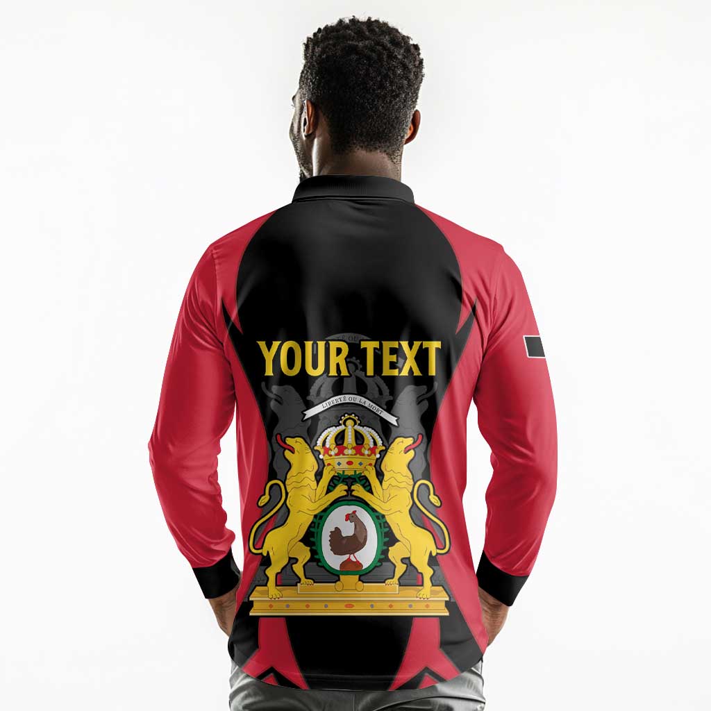 Personalised First Empire Of Haiti Long Sleeve Polo Shirt Coat Of Arms Sporty Style