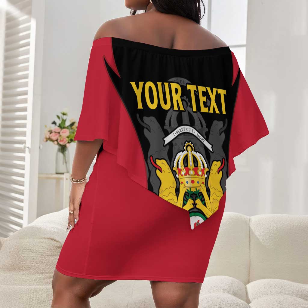 Personalised First Empire Of Haiti Off Shoulder Short Dress Coat Of Arms Sporty Style