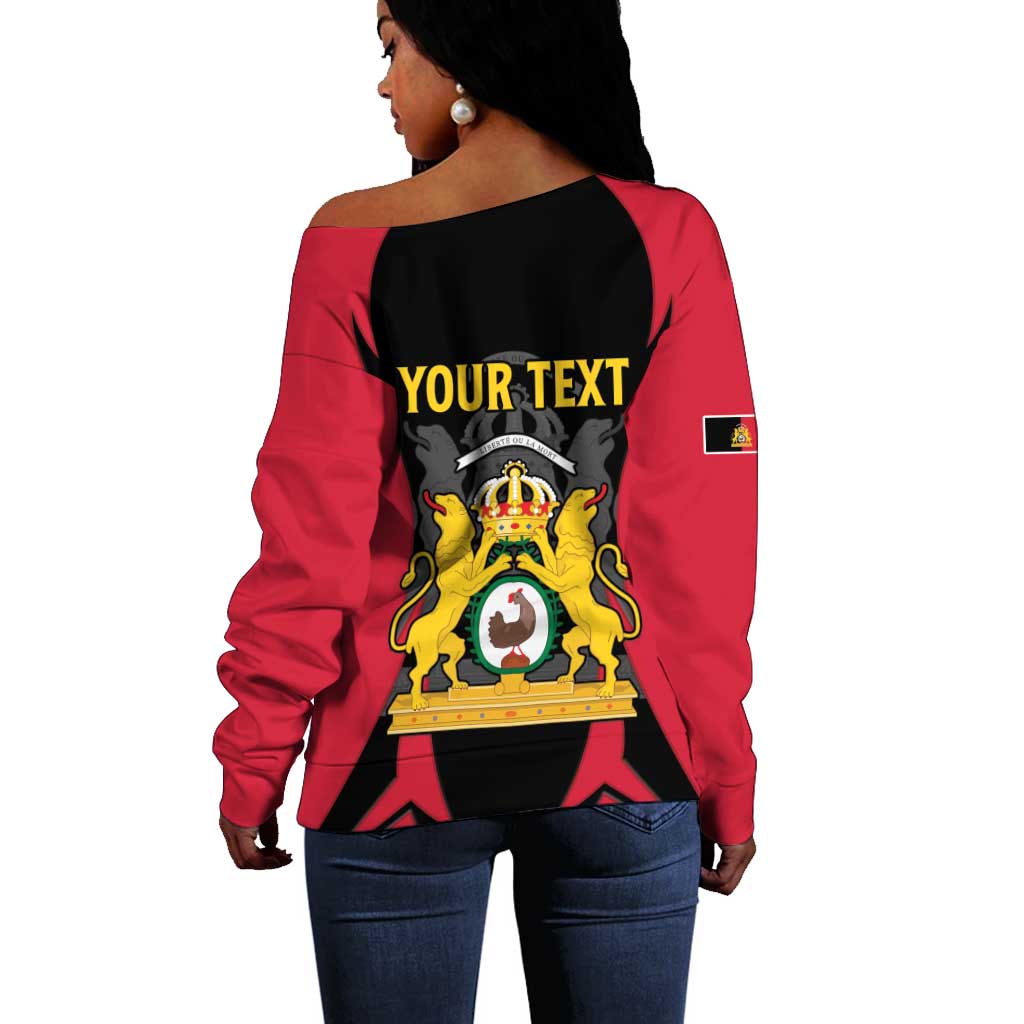 Personalised First Empire Of Haiti Off Shoulder Sweater Coat Of Arms Sporty Style