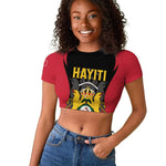 Personalised First Empire Of Haiti Raglan Cropped T shirt Coat Of Arms Sporty Style