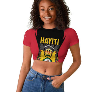 Personalised First Empire Of Haiti Raglan Cropped T shirt Coat Of Arms Sporty Style