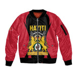 Personalised First Empire Of Haiti Sleeve Zip Bomber Jacket Coat Of Arms Sporty Style