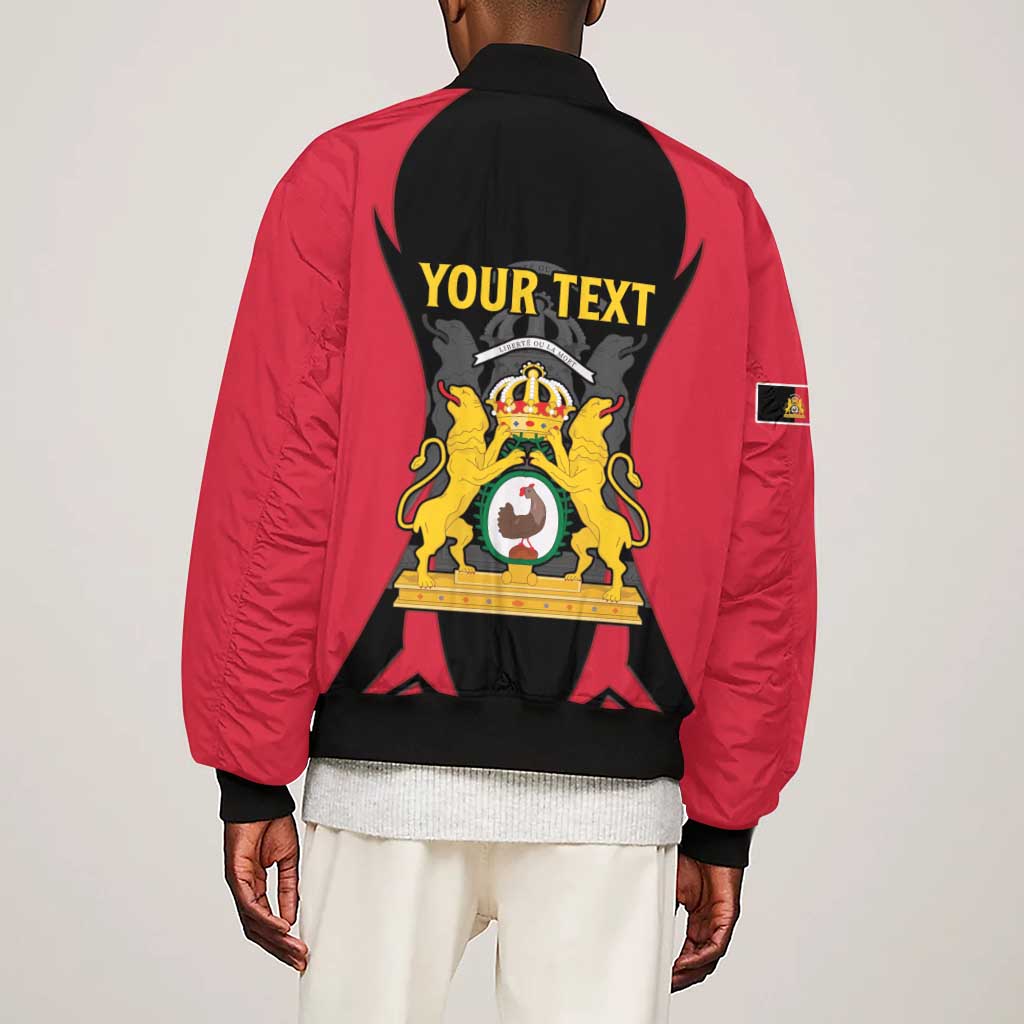 Personalised First Empire Of Haiti Sleeve Zip Bomber Jacket Coat Of Arms Sporty Style