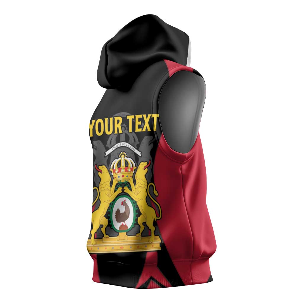 Personalised First Empire Of Haiti Sleeveless Hoodie Coat Of Arms Sporty Style - African Pride