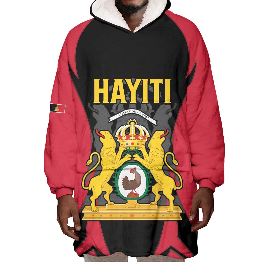 Personalised First Empire Of Haiti Wearable Blanket Hoodie Coat Of Arms Sporty Style