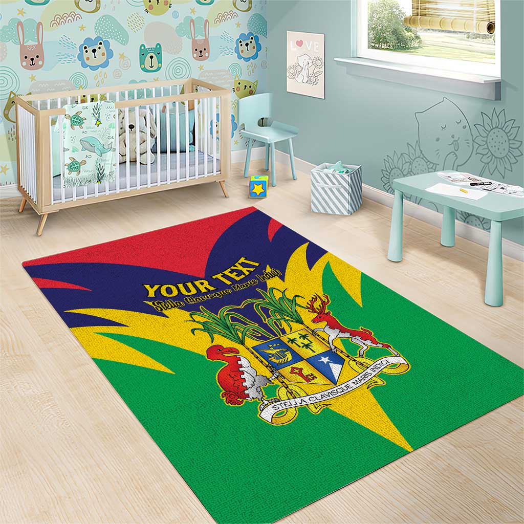 Personalised Republique de Maurice Area Rug Coat Of Arms Flag Style