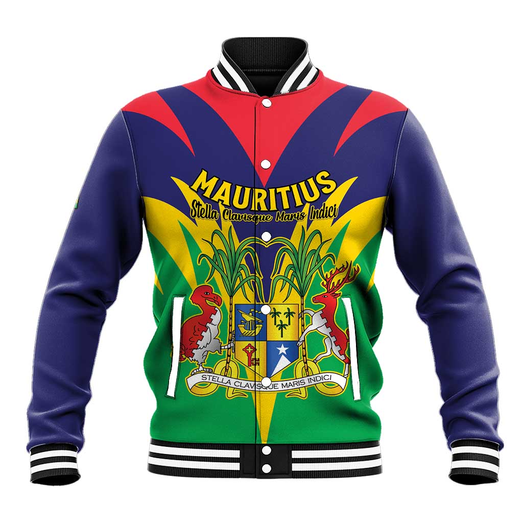 Personalised Republique de Maurice Baseball Jacket Coat Of Arms Flag Style