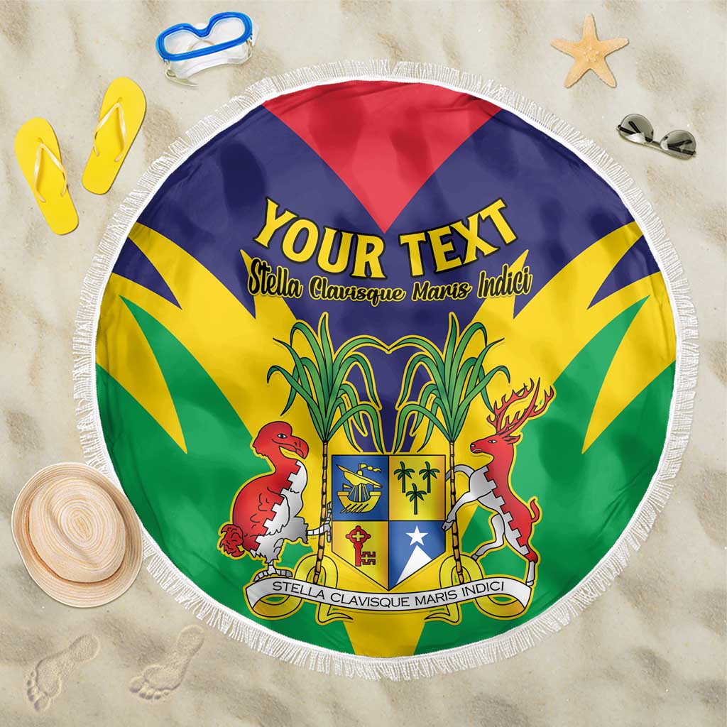 Personalised Republique de Maurice Beach Blanket Coat Of Arms Flag Style