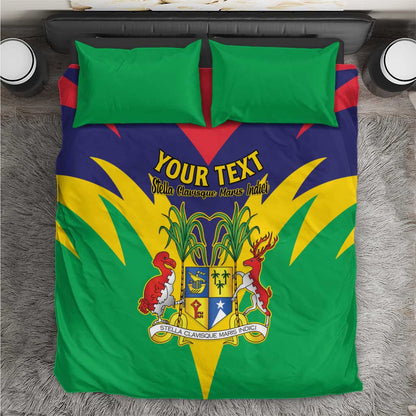 Personalised Republique de Maurice Bedding Set Coat Of Arms Flag Style