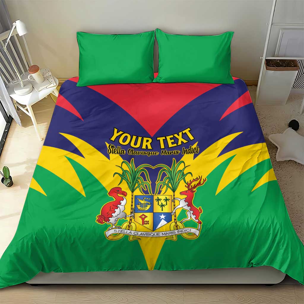 Personalised Republique de Maurice Bedding Set Coat Of Arms Flag Style
