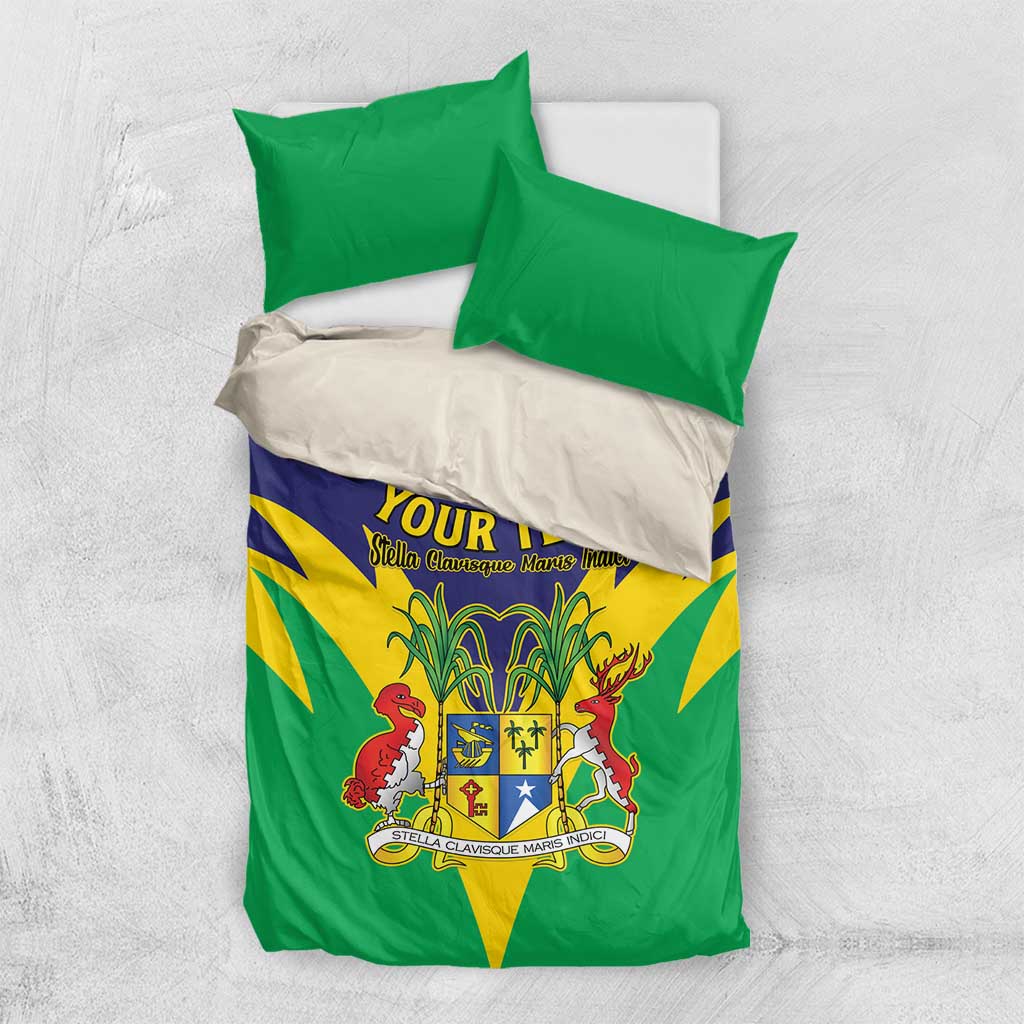 Personalised Republique de Maurice Bedding Set Coat Of Arms Flag Style
