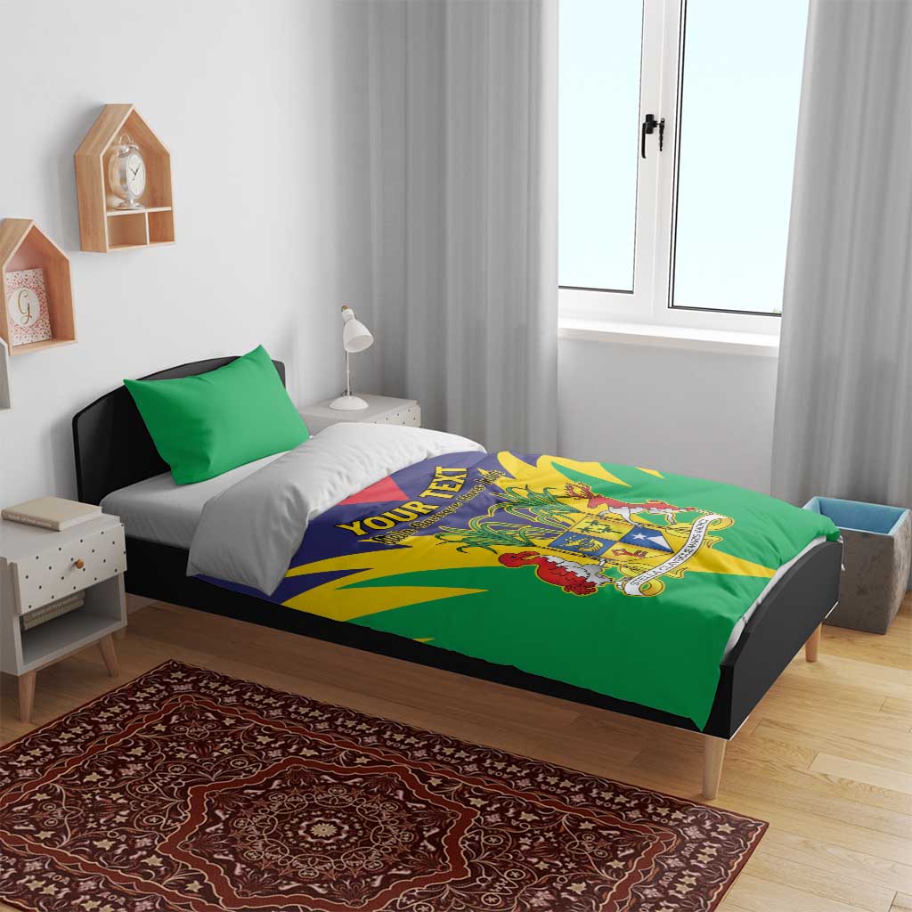 Personalised Republique de Maurice Bedding Set Coat Of Arms Flag Style