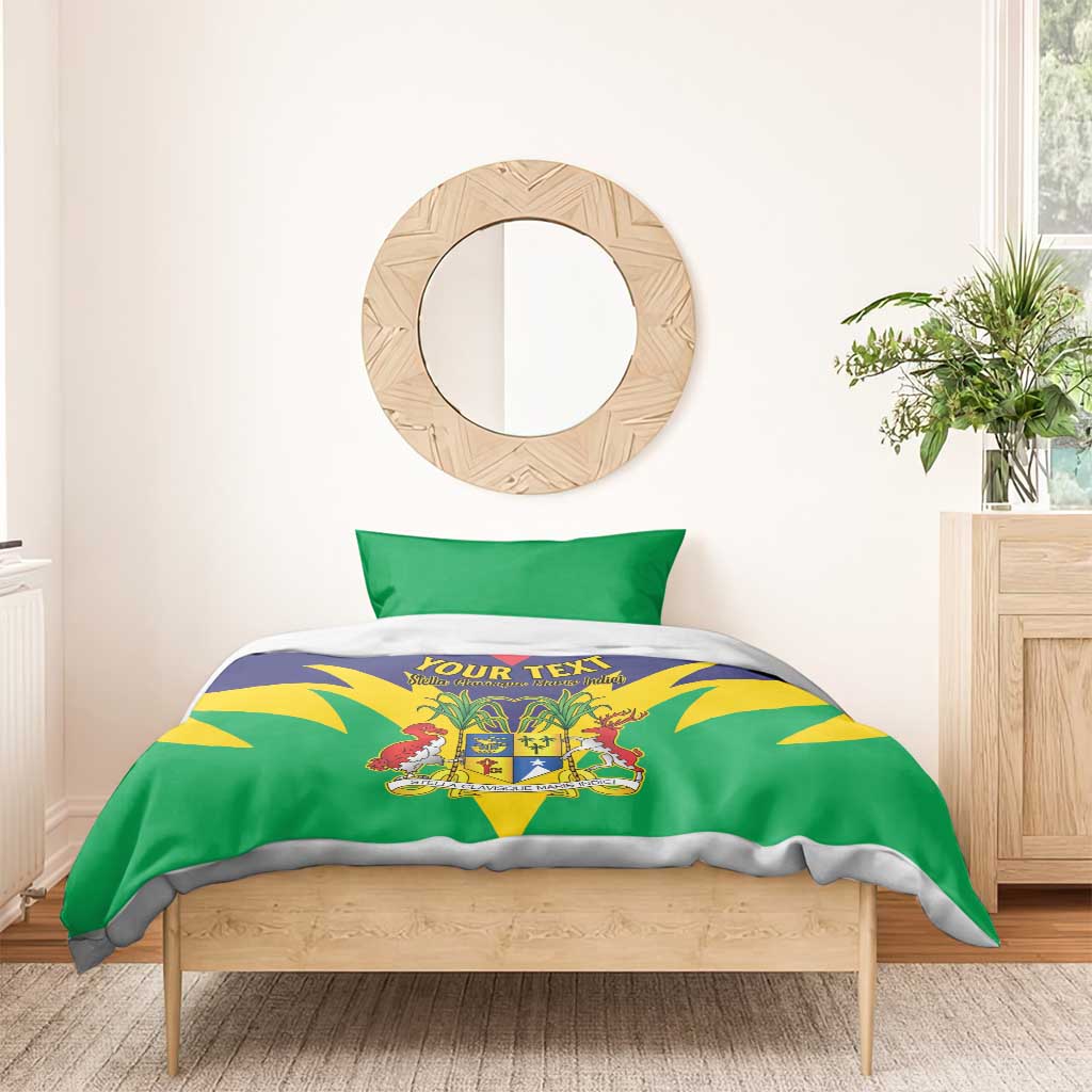 Personalised Republique de Maurice Bedding Set Coat Of Arms Flag Style